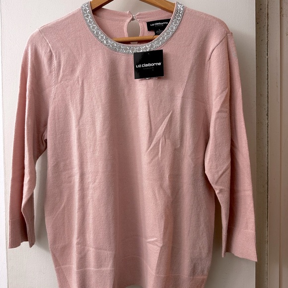 NWT...Liz Claiborne Beaded-Neck Sweater - Picture 3 of 4